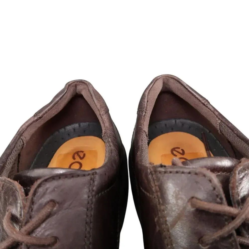 Ecco Shoes Mens 45 Oxford Derby Helsinki Leather Classic Comfort Business Brown